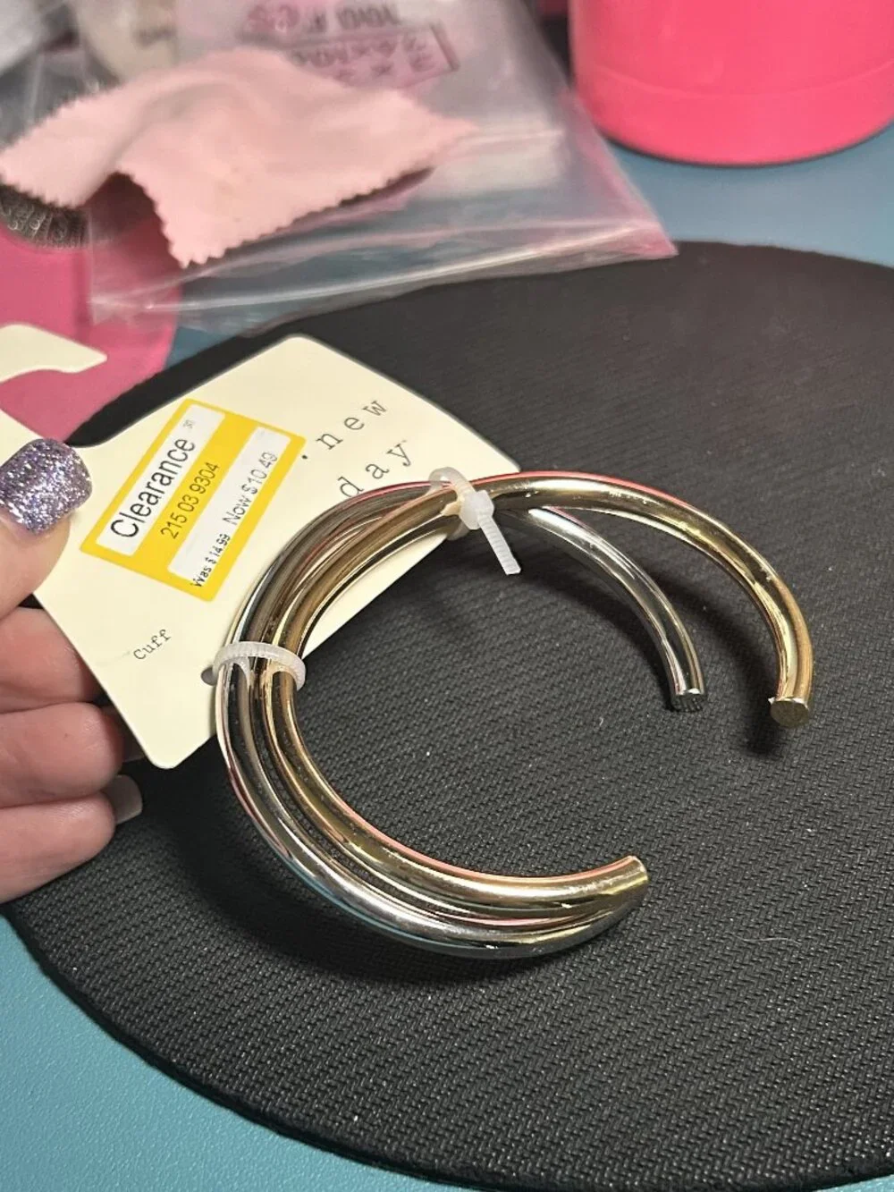 A New Day Target Mixed Metal Gold Silver Open Cuff Bracelet Set NWT